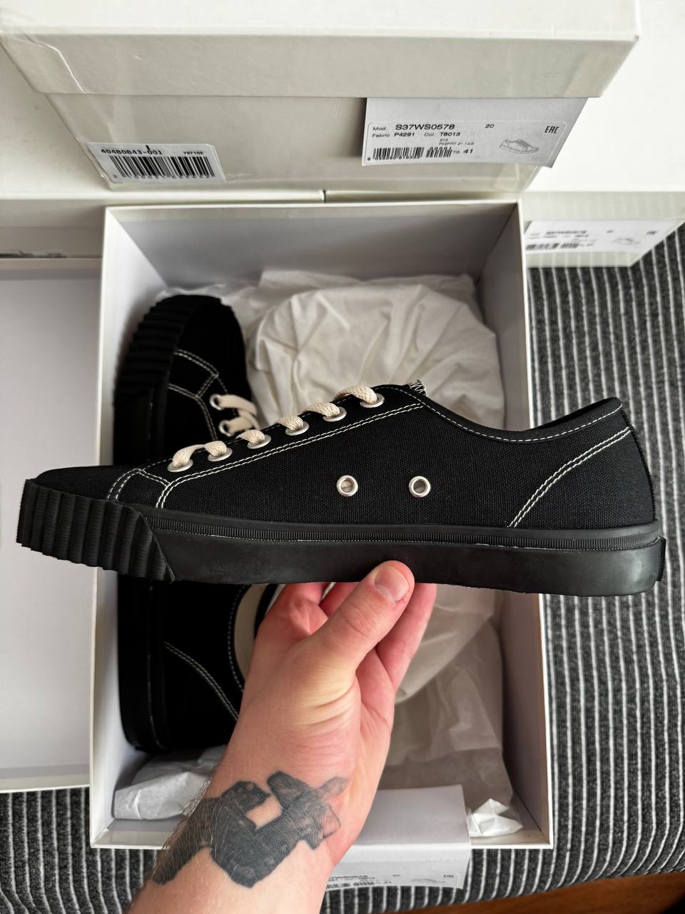 MAISON MARGIELA TABI CANVAS LOW BLACK